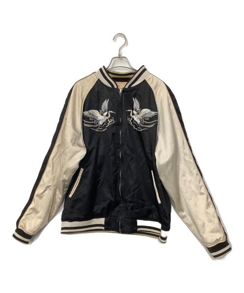 絡繰魂（カラクリタマシイ）絡繰魂 (カラクリダマシイ) スカジャン ベージュ×ブラック サイズ:XLの古着・服飾アイテム