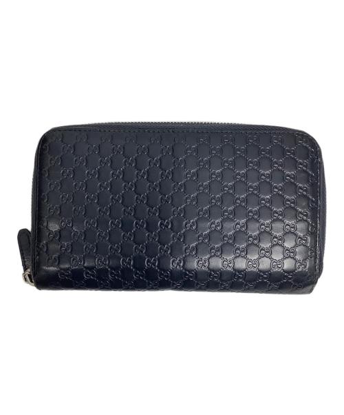 GUCCI（グッチ）GUCCI (グッチ) ラウンドファスナー財布 ネイビーの古着・服飾アイテム