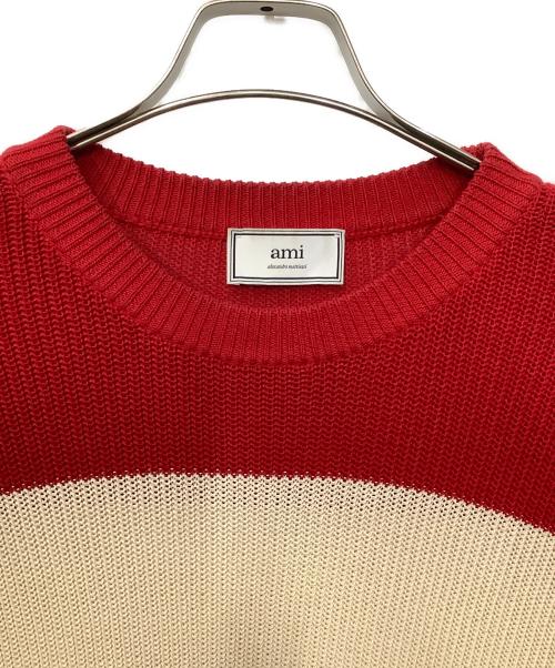 AMI Alexandre Mattiussi（アミアレクサンドルマテュッシ）AMI Alexandre Mattiussi (アミアレクサンドルマテュッシ) 19AW セーター レッド×ベージュ サイズ:Sの古着・服飾アイテム