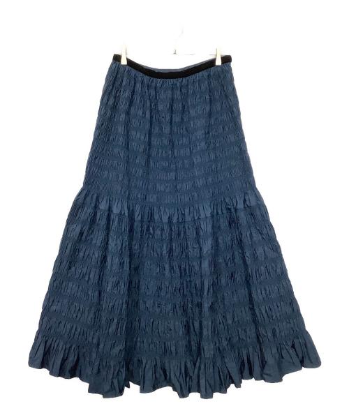 MOLLY GODDARD（モリー ゴダード）Molly Goddard (モリー ゴダード) シャーリングロングスカート ネイビー サイズ:US 12 未使用品の古着・服飾アイテム