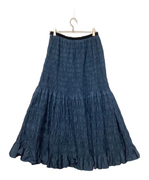 MOLLY GODDARD（モリー ゴダード）Molly Goddard (モリー ゴダード) シャーリングロングスカート ネイビー サイズ:US 12 未使用品の古着・服飾アイテム