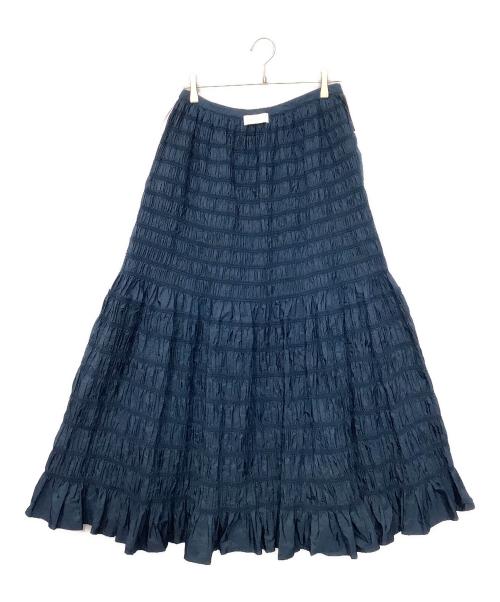 MOLLY GODDARD（モリー ゴダード）Molly Goddard (モリー ゴダード) シャーリングロングスカート ネイビー サイズ:US 12 未使用品の古着・服飾アイテム