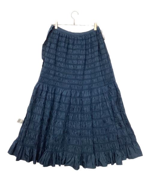 MOLLY GODDARD（モリー ゴダード）Molly Goddard (モリー ゴダード) シャーリングロングスカート ネイビー サイズ:US 12 未使用品の古着・服飾アイテム