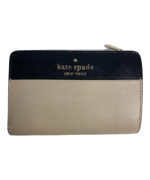 Kate Spade（ケイトスペード）Kate Spade (ケイトスペード) 2つ折り財布 ベージュ×ブラックの古着・服飾アイテム