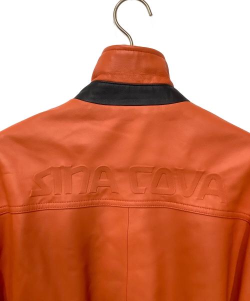 LUPO DI MARE SINA COVA（ルポ ディ マーレ シナコバ）LUPO DI MARE SINA COVA (ルポ ディ マーレ シナコバ) ラムレザージャケット ネイビー×オレンジ サイズ:LLの古着・服飾アイテム