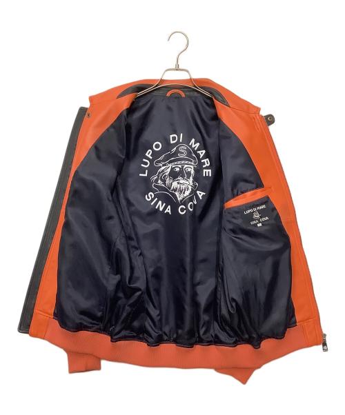 LUPO DI MARE SINA COVA（ルポ ディ マーレ シナコバ）LUPO DI MARE SINA COVA (ルポ ディ マーレ シナコバ) ラムレザージャケット ネイビー×オレンジ サイズ:LLの古着・服飾アイテム