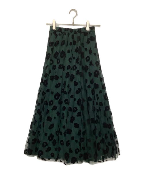TRANOI（トラノイ）TRANOI (トラノイ) leopard tulle skirt グリーン サイズ:1 未使用品の古着・服飾アイテム