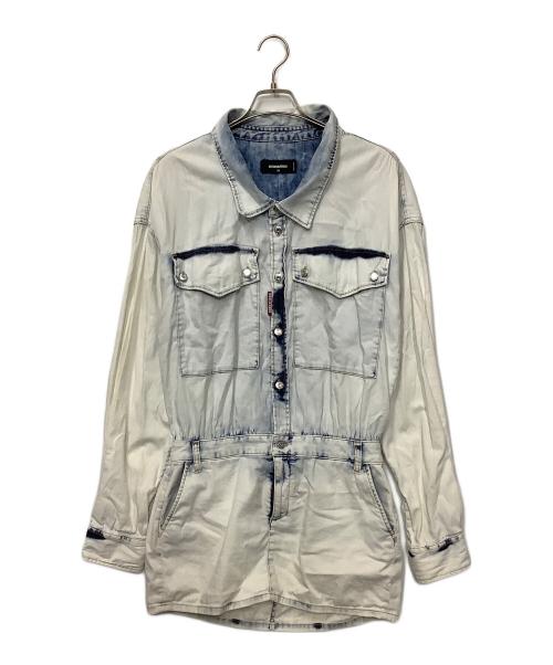 DSQUARED2（ディースクエアード）DSQUARED2 (ディースクエアード) 長袖シャツ ホワイト×ブルー サイズ:38の古着・服飾アイテム