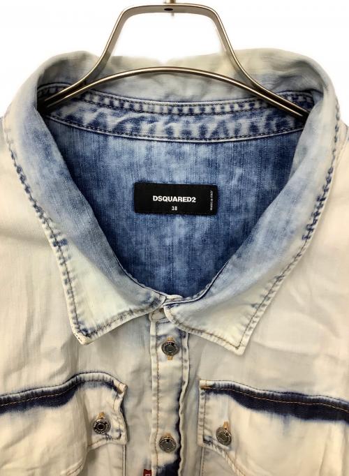DSQUARED2（ディースクエアード）DSQUARED2 (ディースクエアード) 長袖シャツ ホワイト×ブルー サイズ:38の古着・服飾アイテム