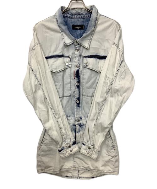 DSQUARED2（ディースクエアード）DSQUARED2 (ディースクエアード) 長袖シャツ ホワイト×ブルー サイズ:38の古着・服飾アイテム