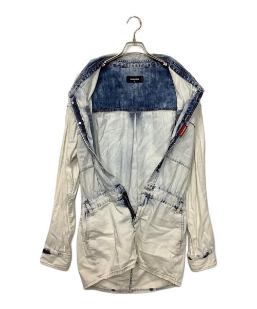DSQUARED2（ディースクエアード）DSQUARED2 (ディースクエアード) 長袖シャツ ホワイト×ブルー サイズ:38の古着・服飾アイテム