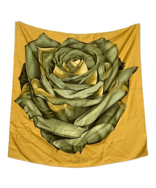 GUCCI（グッチ）GUCCI (グッチ) 大判スカーフ イエロー×グリーン サイズ:86.5の古着・服飾アイテム