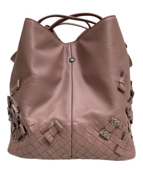 BOTTEGA VENETA（ボッテガベネタ）BOTTEGA VENETA (ボッテガベネタ) リボンレザートートバッグ ピンクの古着・服飾アイテム