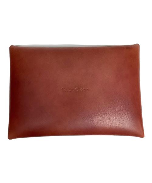 Brown Brown（ブラウンブラウン）BROWN BROWN (ブラウンブラウン) レザークラッチバッグ レッドの古着・服飾アイテム