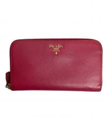 PRADA（プラダ）の古着「ラウンドファスナー財布」｜ピンク