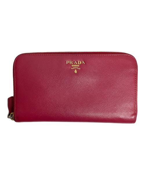 PRADA（プラダ）PRADA (プラダ) ラウンドファスナー財布 ピンクの古着・服飾アイテム