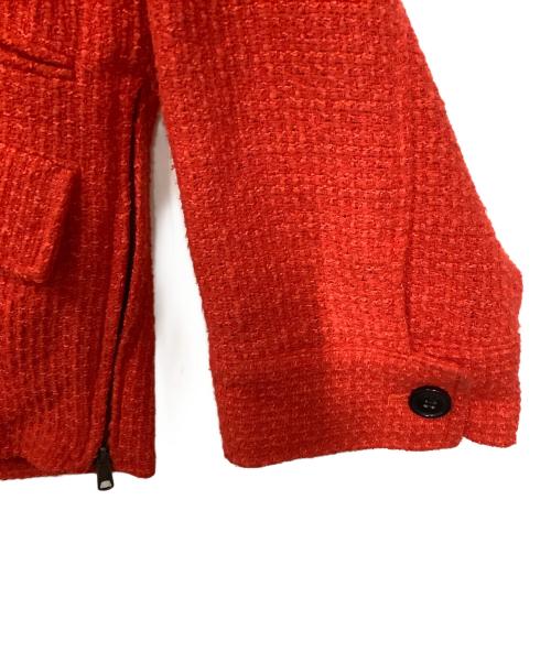 seyto（セイト）seyto (セイト) ハイネックツイードショートジャケット レッド サイズ:Sの古着・服飾アイテム