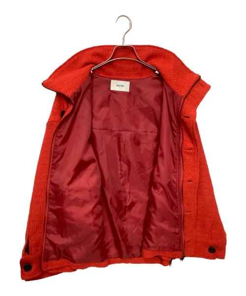 seyto（セイト）seyto (セイト) ハイネックツイードショートジャケット レッド サイズ:Sの古着・服飾アイテム