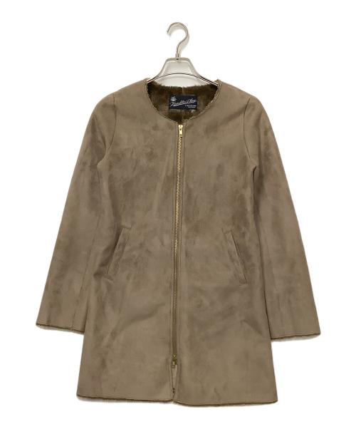 URBAN RESEARCH（アーバンリサーチ）URBAN RESEARCH (アーバンリサーチ) フェイクムートンノーカラーコート ブラウン サイズ:36の古着・服飾アイテム