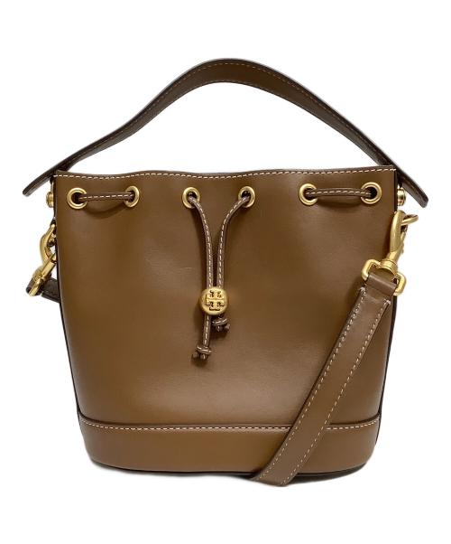TORY BURCH（トリーバーチ）TORY BURCH (トリーバーチ) Tモノグラムレザーバケットバッグ ブラウンの古着・服飾アイテム