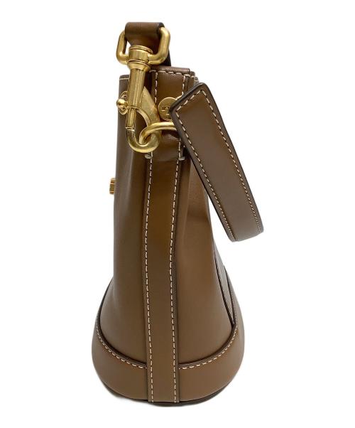 TORY BURCH（トリーバーチ）TORY BURCH (トリーバーチ) Tモノグラムレザーバケットバッグ ブラウンの古着・服飾アイテム