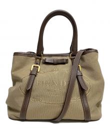 PRADA（プラダ）の古着「2WAYショルダーバッグ」｜ベージュ×ブラウン