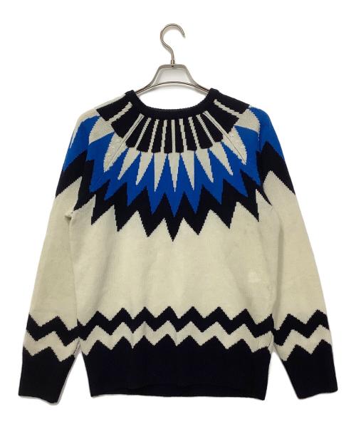 uniform experiment（ユニフォームエクスペリメント）uniform experiment (ユニフォームエクスペリメント) 薄手ニット ホワイト×ブルー サイズ:-の古着・服飾アイテム