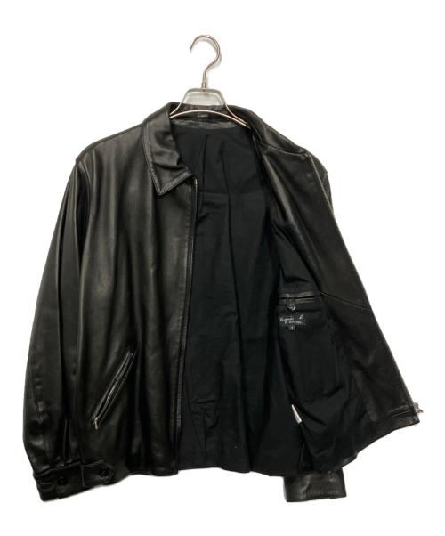 agnes b homme（アニエスベーオム）agnes b homme (アニエスベーオム) レザージャケット ブラック サイズ:1の古着・服飾アイテム