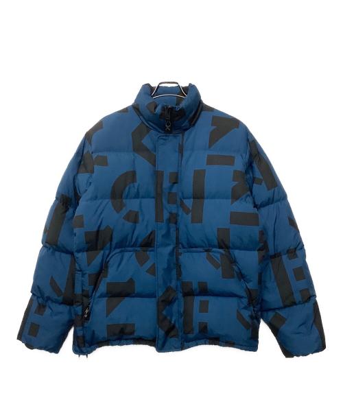 KENZO（ケンゾー）KENZO (ケンゾー) モノグラムロゴ総柄ダウンジャケット ブルー×ブラック サイズ:Mの古着・服飾アイテム