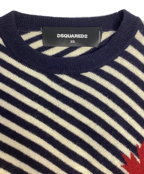 DSQUARED2（ディースクエアード）DSQUARED2 (ディースクエアード) 厚手ニット ブラック×ホワイト サイズ:XSの古着・服飾アイテム