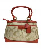 COACHコーチ）の古着「トートバッグ」｜ベージュ×オレンジ