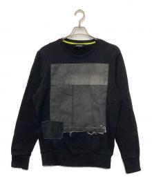 DIESEL（ディーゼル）の古着「デニムパッチワークスウェット」｜ブラック