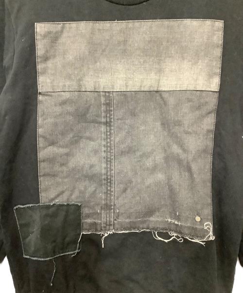 DIESEL（ディーゼル）DIESEL (ディーゼル) デニムパッチワークスウェット ブラック サイズ:Sの古着・服飾アイテム
