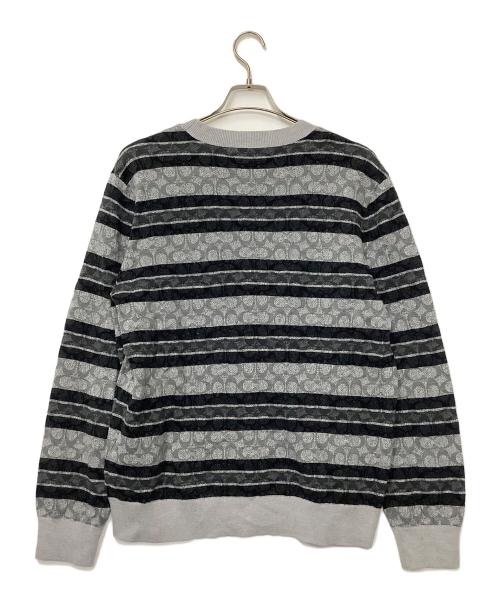 COACH（コーチ）COACH (コーチ) 薄手ニット グレー×ブラック サイズ:XLの古着・服飾アイテム