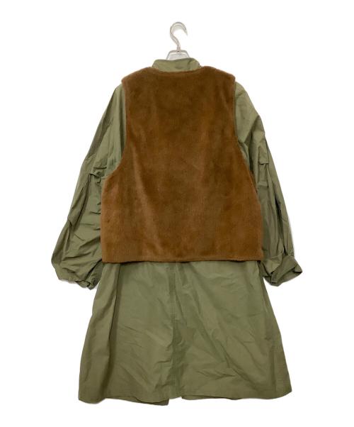 WHIMSIC（ウィムジック）WHIMSIC (ウィムジック) ファー付コート カーキ×ブラウン サイズ:Fの古着・服飾アイテム