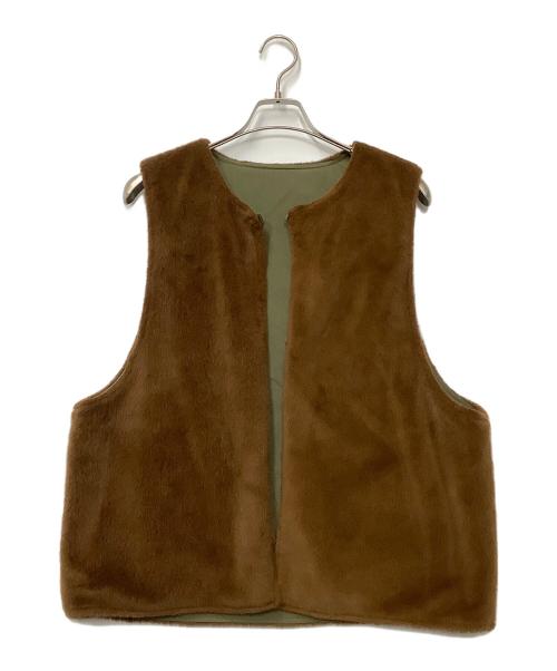 WHIMSIC（ウィムジック）WHIMSIC (ウィムジック) ファー付コート カーキ×ブラウン サイズ:Fの古着・服飾アイテム