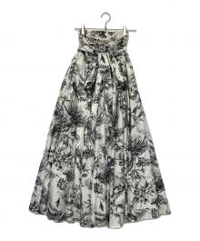 FRAY ID（フレイ アイディー）の古着「トワルドジュイギャザーボリュームスカート」｜ホワイト×ブラック