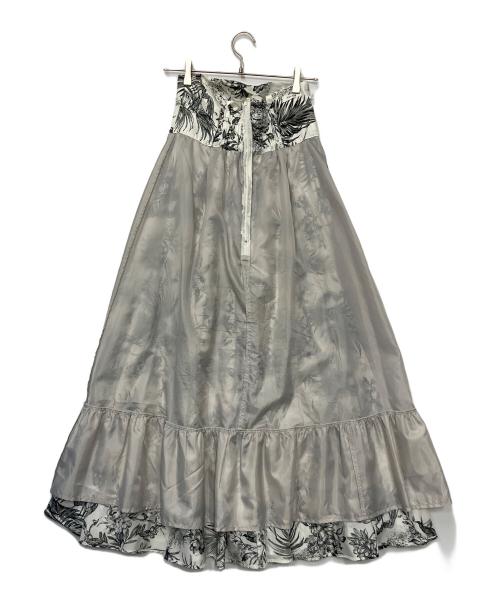 FRAY ID（フレイ アイディー）FRAY ID (フレイ アイディー) トワルドジュイギャザーボリュームスカート ホワイト×ブラック サイズ:1の古着・服飾アイテム