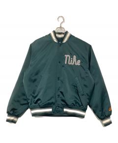 中古・古着通販】NIKE (ナイキ) 袖レザースタジャン ネイビー×ベージュ