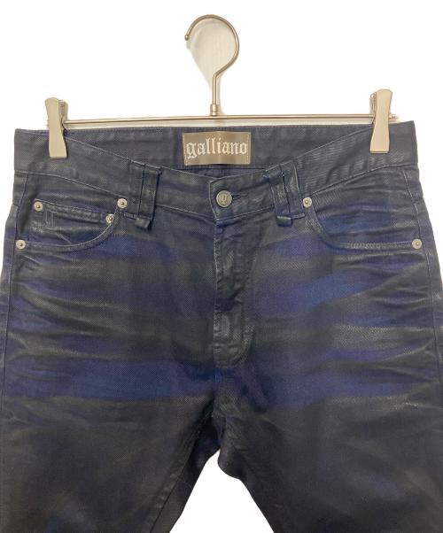 GALLIANO（ガリアーノ）GALLIANO (ガリアーノ) コーティングデニムパンツ ネイビー サイズ:76cmの古着・服飾アイテム