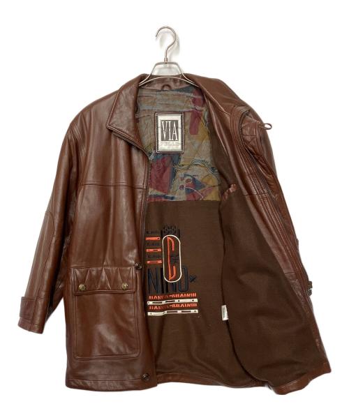 via nuova pelle（ヴィア ヌーヴァ ペレ）via nuova pelle (ヴィア ヌーヴァ ペレ) レザージャケット ブラウン サイズ:48の古着・服飾アイテム