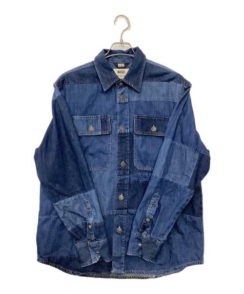 DIESEL（ディーゼル）DIESEL (ディーゼル) パッチワークデニムジャケット インディゴ サイズ:Mの古着・服飾アイテム