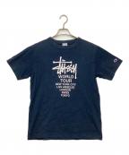 Champion×stussyチャンピオン×ステューシー）の古着「半袖カットソー」｜ネイビー
