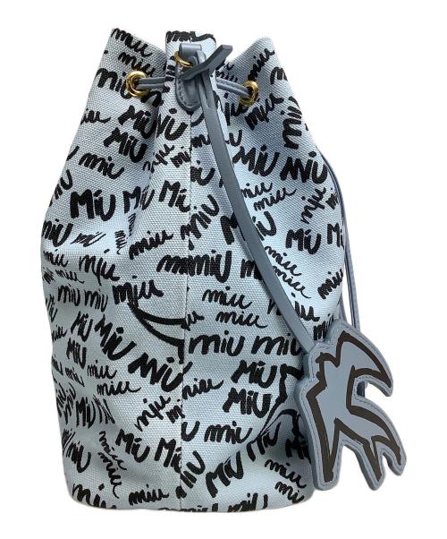 MIU MIU（ミュウミュウ）MIU MIU (ミュウミュウ) ドローストリングバッグ ブルーの古着・服飾アイテム