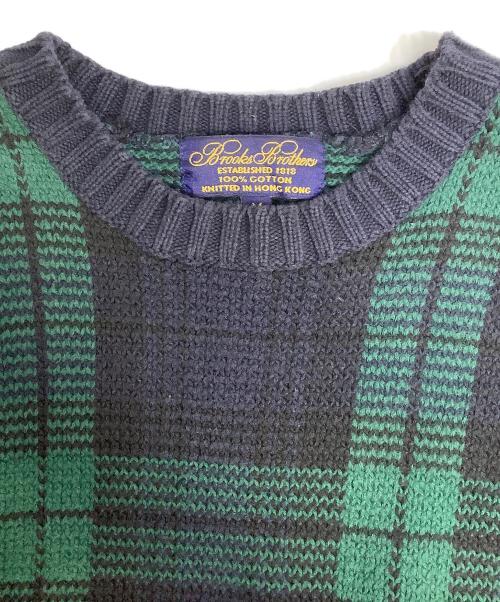 BROOKS BROTHERS（ブルックスブラザーズ）BROOKS BROTHERS (ブルックスブラザーズ) 厚手ニット グリーン×ネイビー サイズ:Mの古着・服飾アイテム