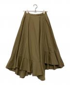 CLANEクラネ）の古着「ASYMMETRY HEM SKIRT」｜カーキ