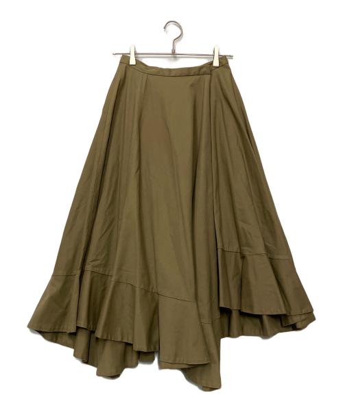 CLANE（クラネ）CLANE (クラネ) ASYMMETRY HEM SKIRT カーキ サイズ:2の古着・服飾アイテム