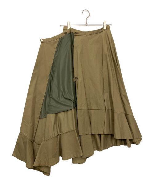 CLANE（クラネ）CLANE (クラネ) ASYMMETRY HEM SKIRT カーキ サイズ:2の古着・服飾アイテム