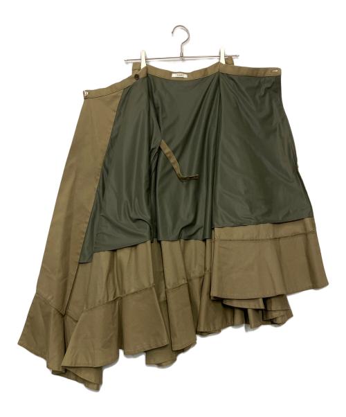 CLANE（クラネ）CLANE (クラネ) ASYMMETRY HEM SKIRT カーキ サイズ:2の古着・服飾アイテム