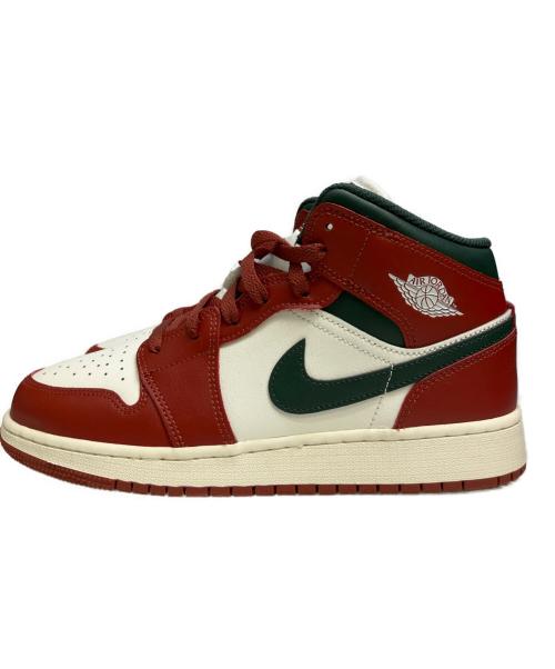 NIKE（ナイキ）NIKE (ナイキ) AIR JORDAN 1 MID レッド×ホワイト サイズ:24.5cm 未使用品の古着・服飾アイテム